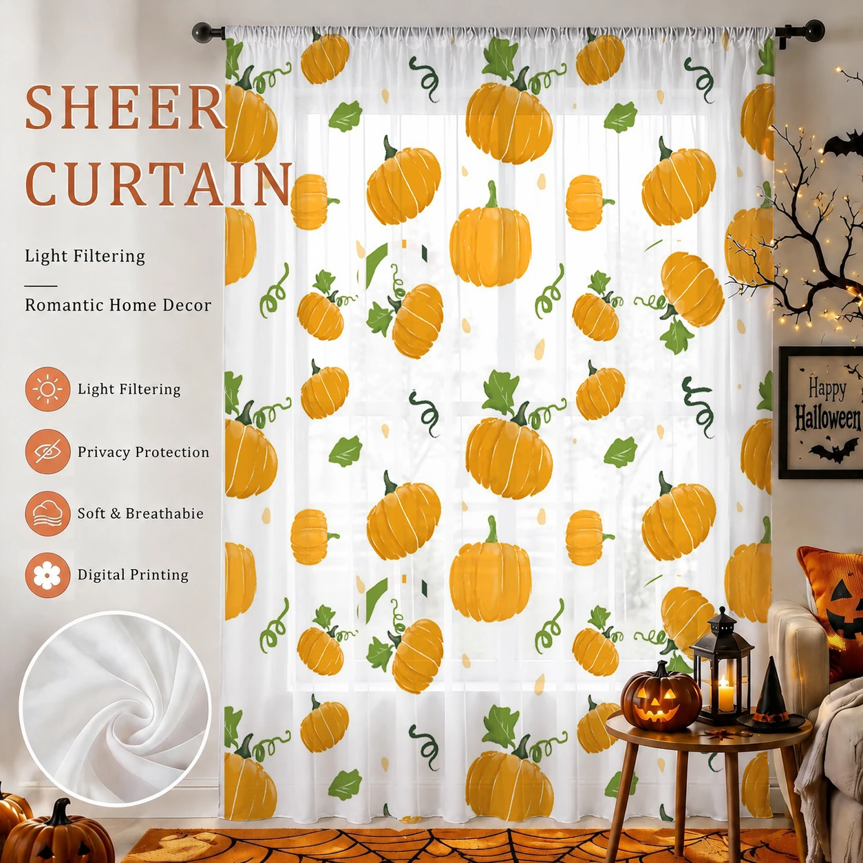 Rideau transparent d'Halloween - Curtain Rods avis et prix